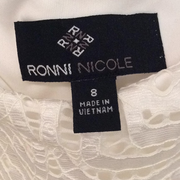 Beautiful Ronni Nicole White Lace Cap Sleeve Dress Bride Bridal Shower Women's 8 - Picture 6 of 8